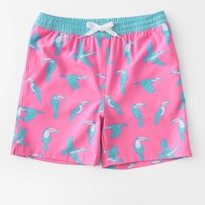 Chubbies Boys “Toucan Do It” Stretch Swim Shorts - Pink & Teal M 10-12